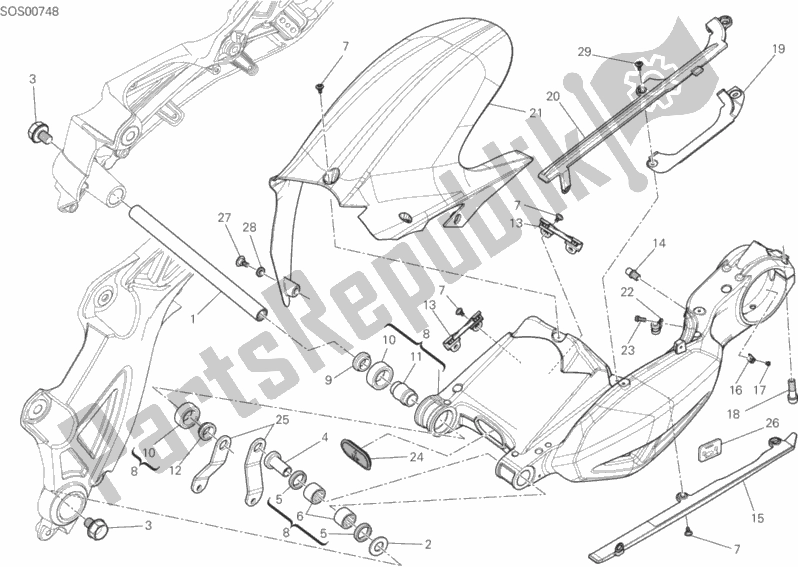 Tutte le parti per il Forcellone del Ducati Diavel FL Thailand-Brasil 1200 2015